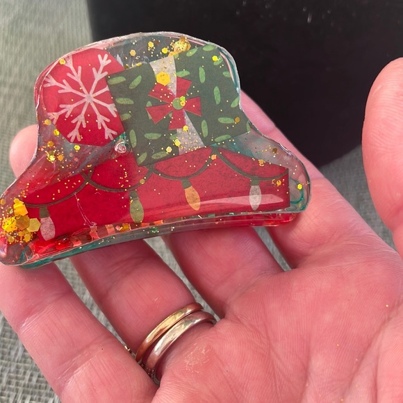 XMAS Handmade Festive Holiday Claw Hair Clip Mound Top - Picture 4 of 9